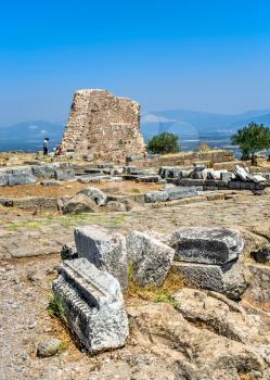 Pergamon, Turkey -07.22.2019. Ruins of the Ancient Greek city Pergamon in Turkey on a sunny summer day