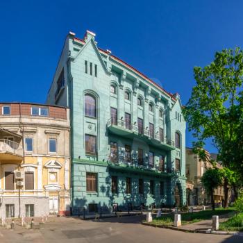 Odessa, Ukraine - 03.05. 2020. Old historic house in Odessa, Ukraine, on a sunny spring day