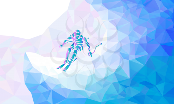 Ski downhill. Creative silhouette of the skier. Giant Slalom Ski Racer. Vector illustration