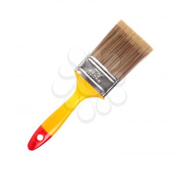 Paintbrush with synthetic bristles isolated on white background