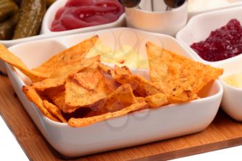 Snacks plate with tortilla chips