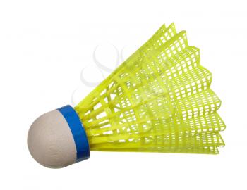 Yellow badminton shuttlecock isolated on white background