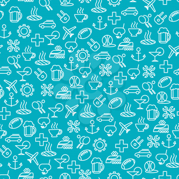 Seamless pattern with popular travel line icons. Vector illustration
