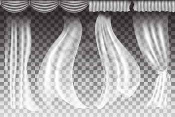 Different shapes curtains on transparent background. Vector illuatration