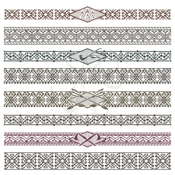 Ethnic native american border patterns. Tribal dividers vector illustration