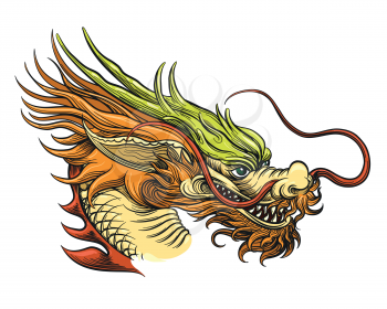 Chinese Dragon Head vector illustration. China draghi ancient mascot