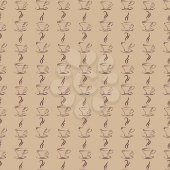 Vintage coffee cups with smoke seamless pattern. Vector illustration