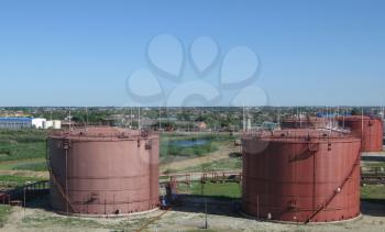 Storage tanks for petroleum products. Equipment refinery.                               