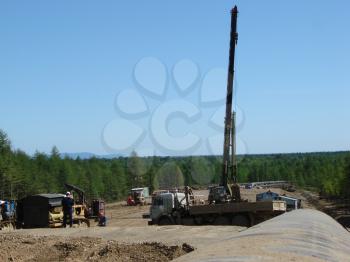 Sakhalin, Russia - Jul 18, 2014:  Construction of the gas pipeline on the ground. Transportation of energy carriers.