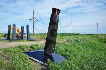 Under-To-Top structural scenery of an electric pole 
