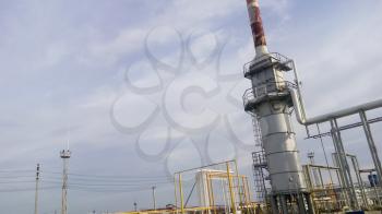 Furnace for heating oil at the refinery. The equipment for oil refining.