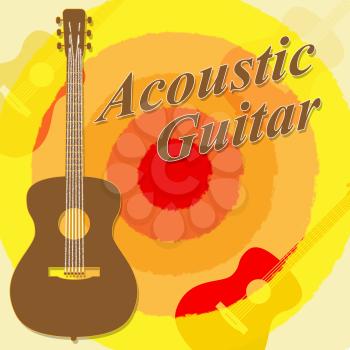 Acoustic Guitar Showing Rock Guitarist And Music