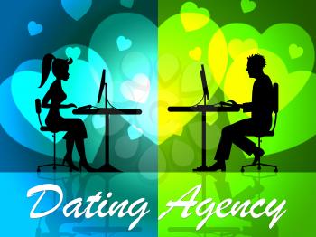 Dating Agency Showing Romance Services And Online