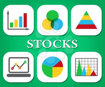 Stocks Graphs Indicating Chart Graphics And Diagram