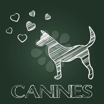 Canines Word Representing Purebred Dog And Puppy