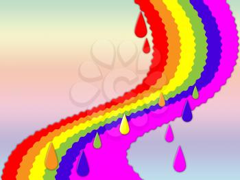 Rainbow Background Showing Dripping Art And Colorful
