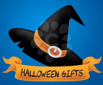 Halloween Gifts Indicating Trick Or Treat And Package Present