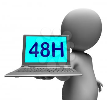 Forty Eight Hour Laptop Character Showing 48h Delivery Or Service