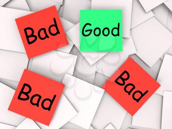 Good Bad Post-It Notes Showing Excellent Or Dreadful