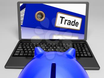 Trade Laptop Showing Internet Trading And Transactions