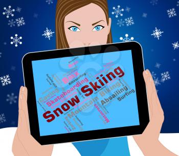 Snow Skiing Representing Winter Sports And Skis 