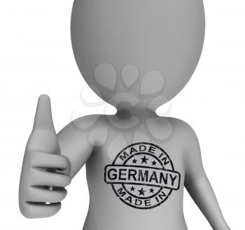 Made In Germany Stamp On Man Showing German Products Approved