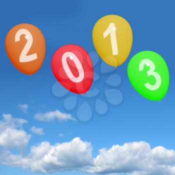2013 Balloons In Sky Represents Year Two Thousand And Thirteen