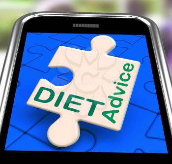 Diet Advice On Smartphone Showing Healthy Diets And Weight Loss