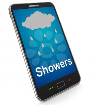 Showers On Mobile Meaning Rain Rainy Weather