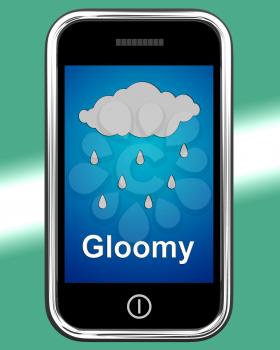 Gloomy On Phone Showing Dark Grey Miserable Weather