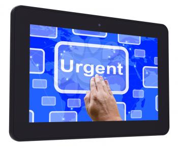 Urgent Tablet Touch Screen Showing Urgent Priority Or Speed Delivery