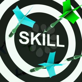 Skill On Dartboard Shows Competencies And Talents