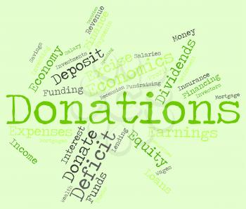 Donation Word Showing Donate Contributes And Support 