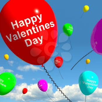 Happy Valentines Day Balloons In The Sky Showing Love And Affections