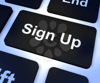 Sign Up Computer Key Shows Subscription And Registration