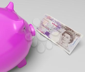 Pounds Piggy Showing Cash Savings In London