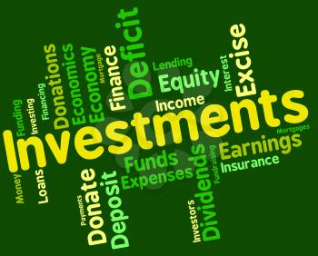 Investments Word Showing Return Invests And Growth 