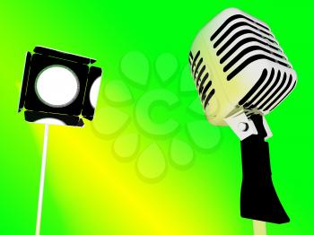 Light And Microphone Showing Concert Entertainment Or Talent