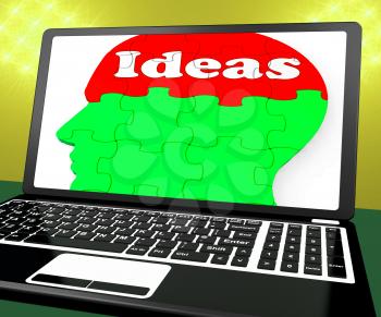 Ideas On Brain On Laptop Shows Technology Inventions, Creativity And Imagination