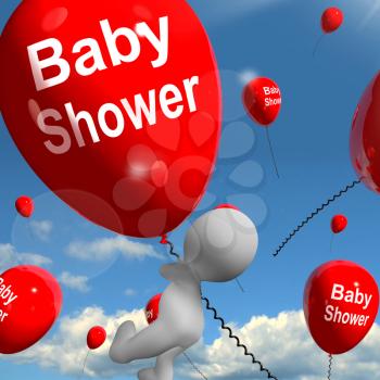 Baby Shower Balloons Showing Cheerful Parties and Festivities