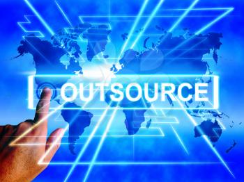 Outsource Map Displaying Worldwide Subcontracting or Outsourcing