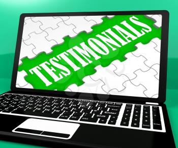 Testimonials Puzzle On Notebook Shows Online Credentials And Website's Recommendations