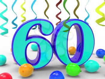 Number Sixty Party Meaning Garland Decoration Or Bright Balloons