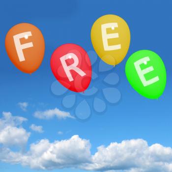 Four Free Balloons Representing Gratis and No Charge