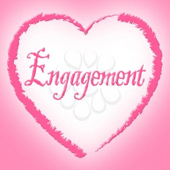 Engagement Heart Showing Couple Engaged And Proposal