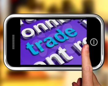 Trade In Word Phone Showing Cloud Online Buying And Selling