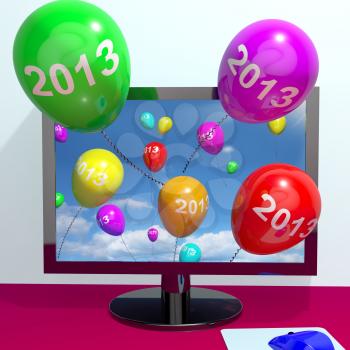 2013 Balloons From Computer Represent Year Two Thousand And Thirteen Greeting Online