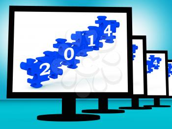 2014 On Monitors Shows Future Calendar Or Festivities