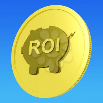 ROI Coin Showing Financial Return For Investors