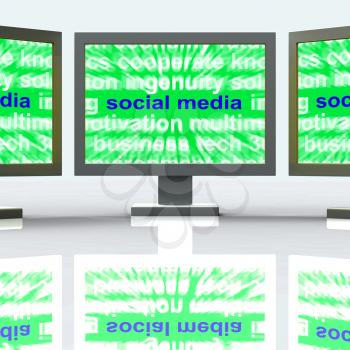 Social Media Laptops Meaning Online Networking Blogging And Comments